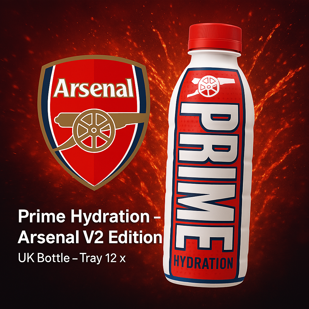 Prime Hydration – Arsenal V2 Edition (Strawberry Banana) – UK Bottle – Tray 12 x 500 ml