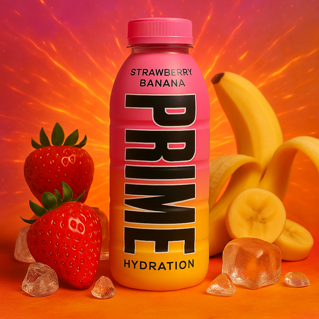 🍓🍌 Prime Hydration – Strawberry Banana – UK Bottle – Tray 12 x 500 ml