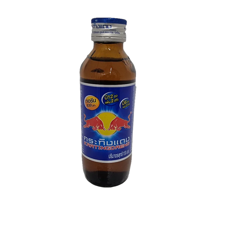 🐂 Red Bull - Krating Daeng – 150 ml glazen fles (Thailand)