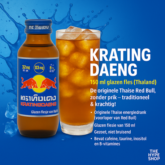 🐂 Red Bull - Krating Daeng – 150 ml glazen fles (Thailand)